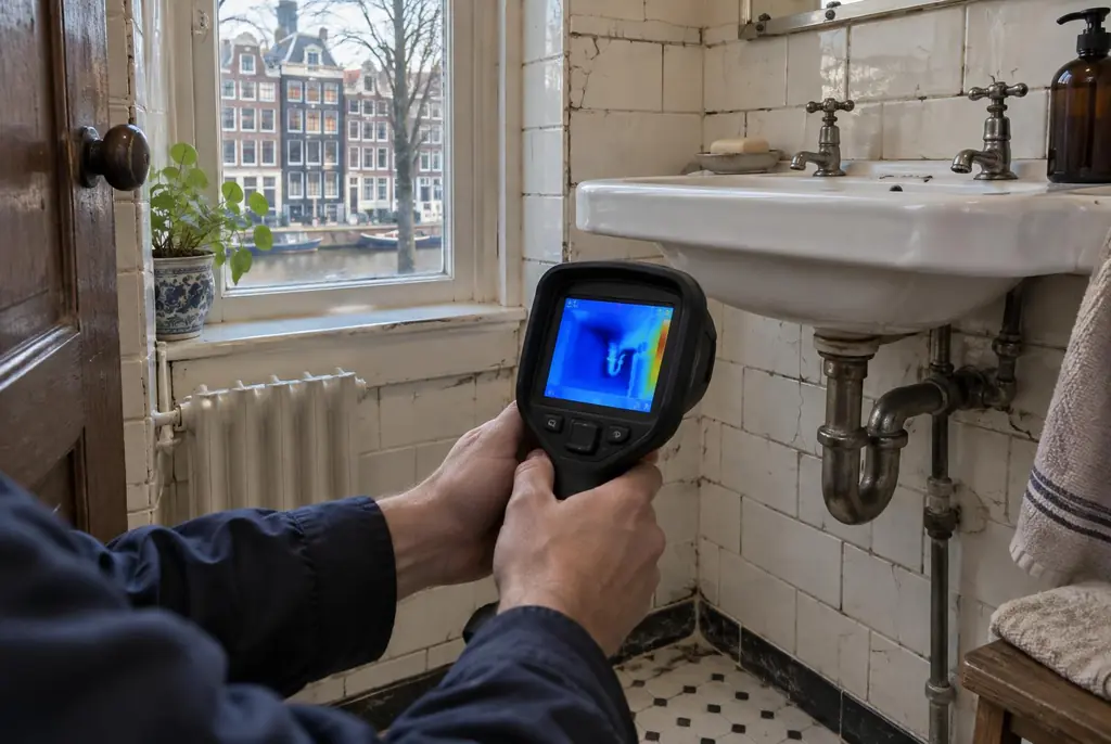Lekdetectie Maartensdijk – badkamer met oude leidingen achter de tegels