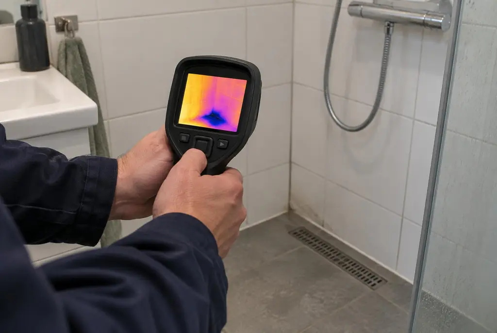 Lekdetectie Maartensdijk – lekdetectiespecialist met warmtebeeldcamera in een badkamer