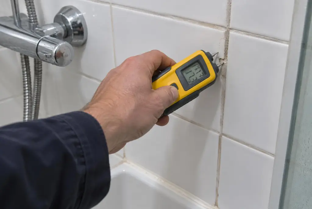 Lekdetectie Maartensdijk – vochtmeter op badkamertegels bij de douche