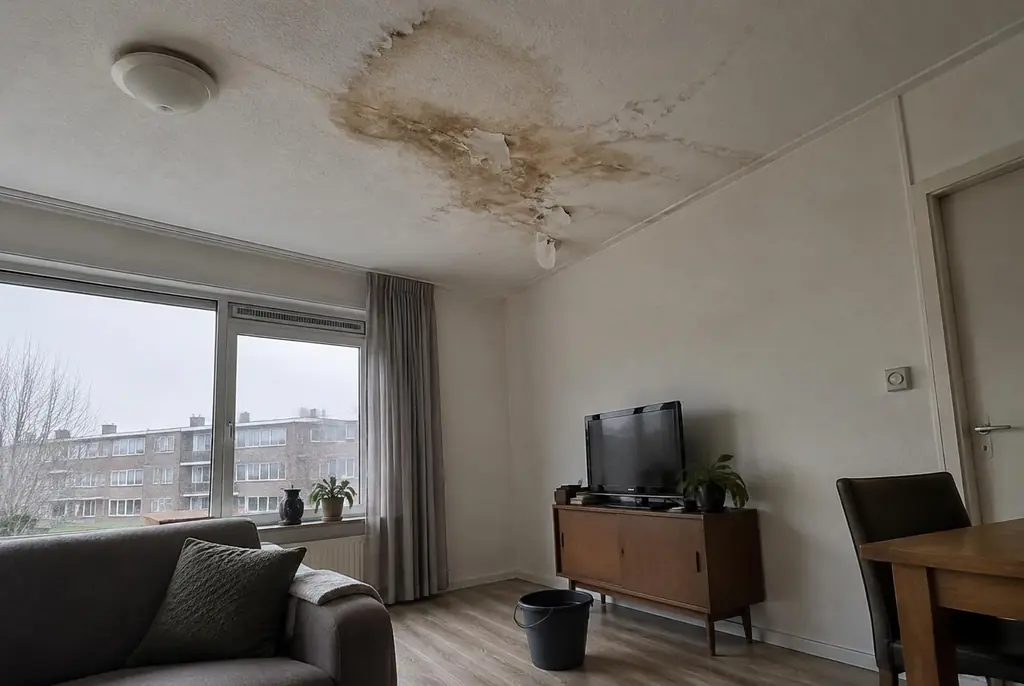 Lekdetectie Maartensdijk – vochtplek op het plafond onder een badkamer